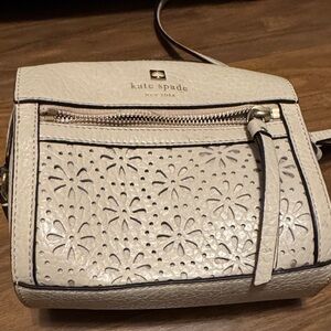 Kate Spade Beige Floral Cutout Crossbody Bag